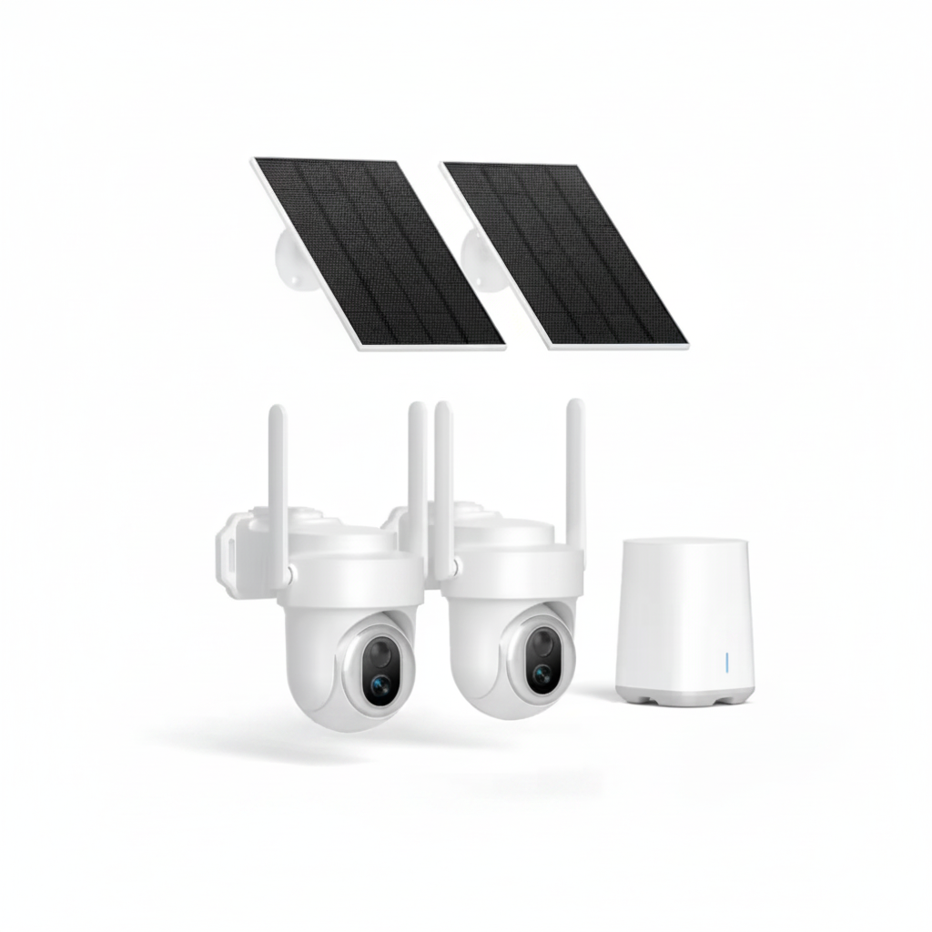 4K/8MP Ultra HD Solar-Powered 360° Smart Security Camera, 2-Pack