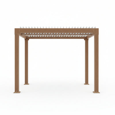 Louvered Pergola 10 Ft X10', Outdoor Pergola with Adjustable Louvered Roof, Reinforced Aluminum Frame, Integrated Drainage System, Hardtop Gazebo for Patio, Deck, Wood Grain