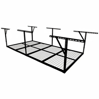 96 In. W X 40 In. H X 48 In. D Black Adjustable Height Heavy Duty Steel Overhead Garage Storage Rack
