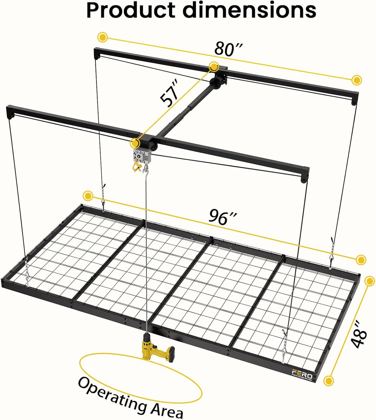 Overhead Garage Storage Rack 4X8, 500 Lb Heavy-Duty Capacity