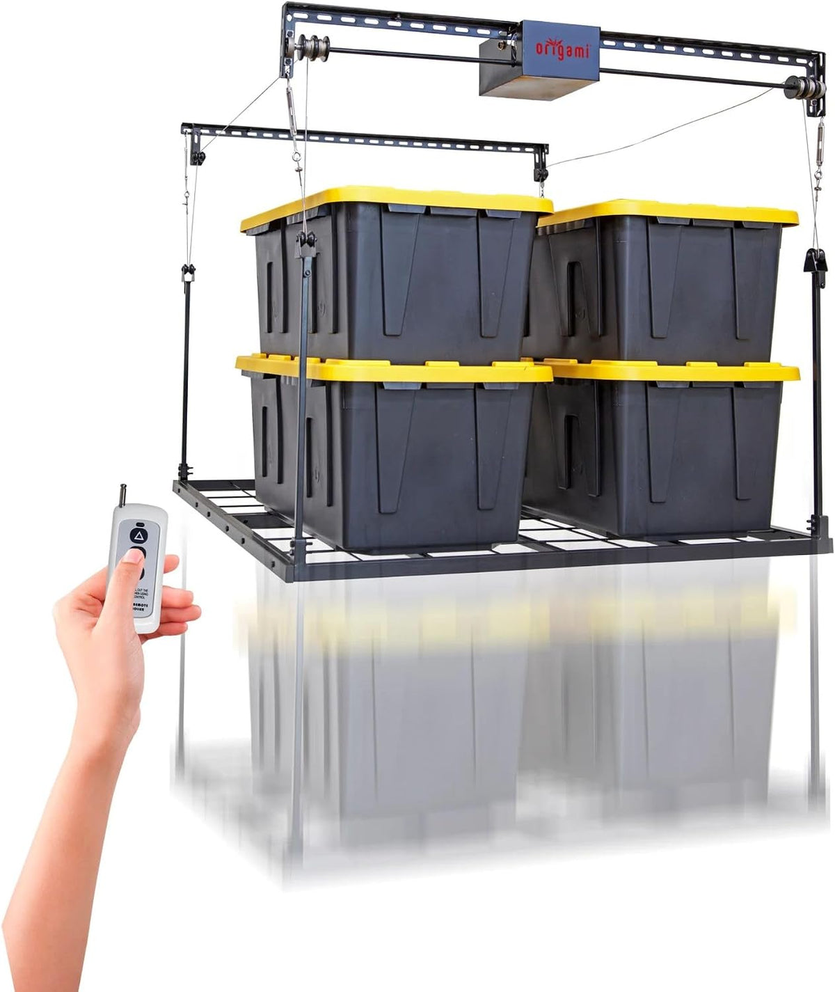Motorized Ceiling Storage Rack, 52 X 25 Inch, 250 Lb Lift Capacity