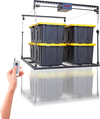 Motorized Ceiling Storage Rack, 52 X 25 Inch, 250 Lb Lift Capacity