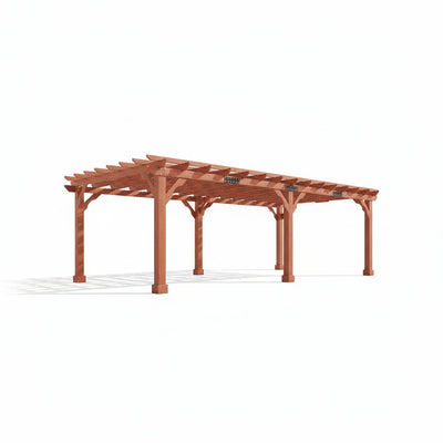 12X24 FT Premium Cedar Wood Pergola with Trellis Roof & Stakes