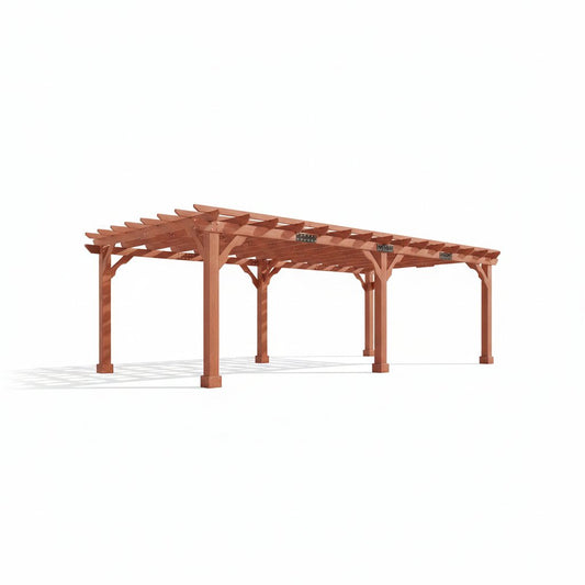 12X24 FT Premium Cedar Wood Pergola with Trellis Roof & Stakes