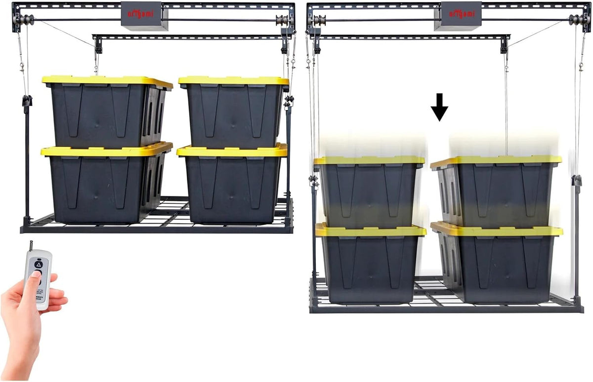 Motorized Ceiling Storage Rack, 52 X 25 Inch, 250 Lb Lift Capacity