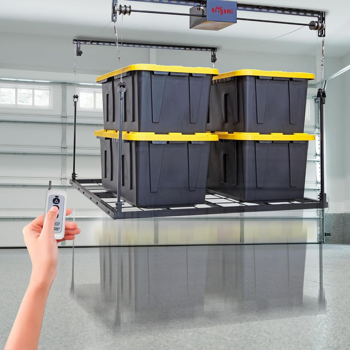 Motorized Ceiling Storage Rack, 52 X 25 Inch, 250 Lb Lift Capacity