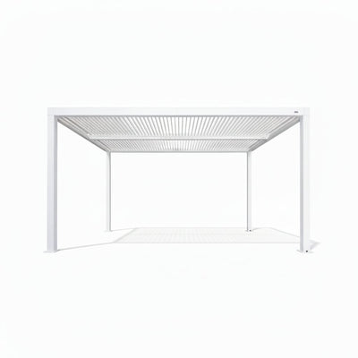 Louvered Pergola Modern White Pergola with Adjustable Roof for Deck Backyard Garden