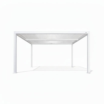 Louvered Pergola Modern White Pergola with Adjustable Roof for Deck Backyard Garden