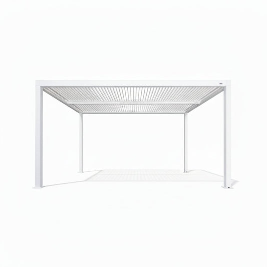 Louvered Pergola Modern White Pergola with Adjustable Roof for Deck Backyard Garden