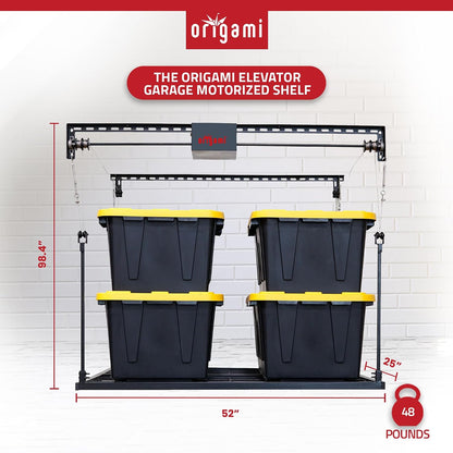 Motorized Ceiling Storage Rack, 52 X 25 Inch, 250 Lb Lift Capacity