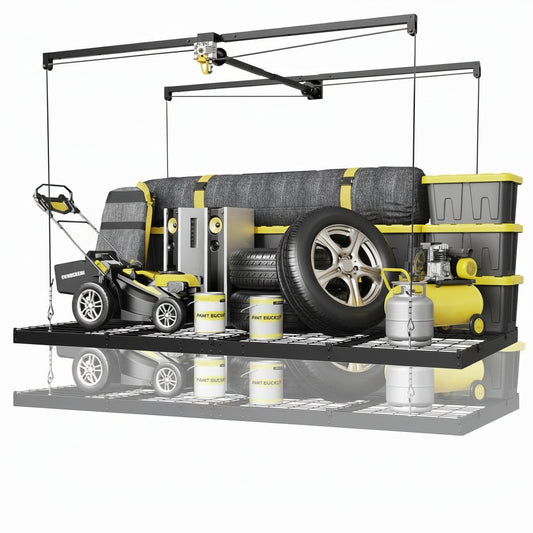 Overhead Garage Storage Rack 4X8, 500 Lb Heavy-Duty Capacity