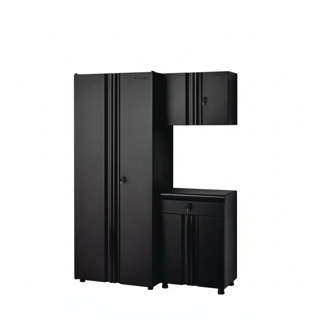 Regular Duty Welded 54.5 In. W X 75 In. H X 19.6 In. D 21-Gauge Steel 3-Piece Garage Storage System in Black