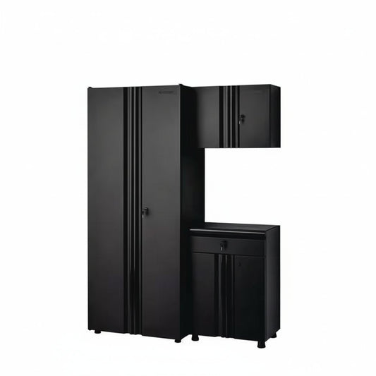 Regular Duty Welded 54.5 In. W X 75 In. H X 19.6 In. D 21-Gauge Steel 3-Piece Garage Storage System in Black