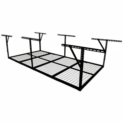 96 In. W X 40 In. H X 48 In. D Black Adjustable Height Heavy Duty Steel Overhead Garage Storage Rack