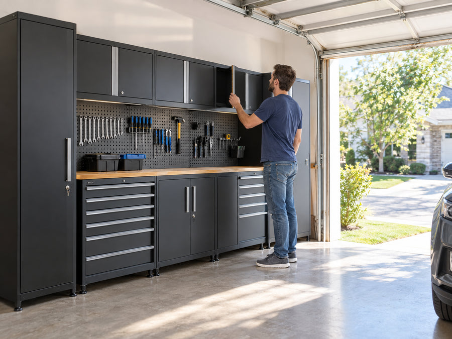 Garage equipment in a working lifestyle setting
